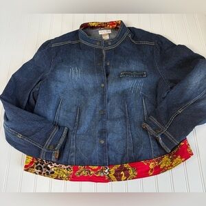 Baby Phat Cropped Denim Military Jacket Y2K Jean Women Plus 3X 1636